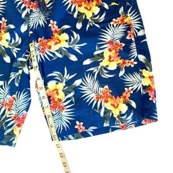 Tommy Bahama Mens Large Blue 100% Cotton Flower Design Drawstring Shorts - Picture 10 of 12